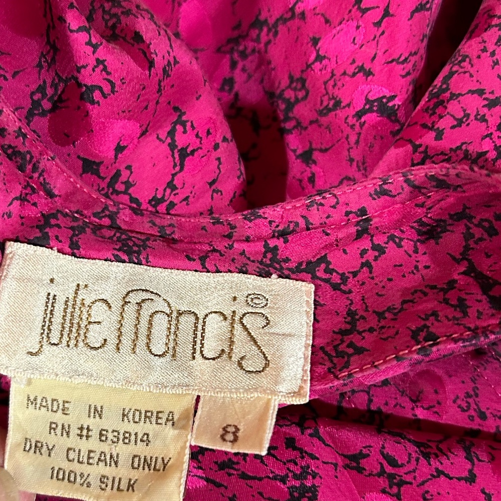 Julie Francis Vintage 80’s Silk Dropwaist Long Sleeve Dress - Picture 10 of 10